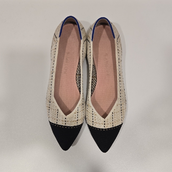 Rothy's Shoes - Rothy's Cream and Black Pointed Flats